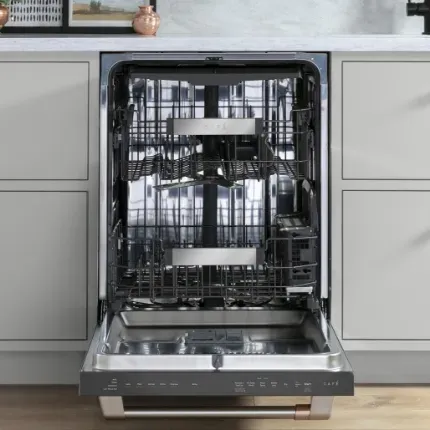 front view of empty dishwasher